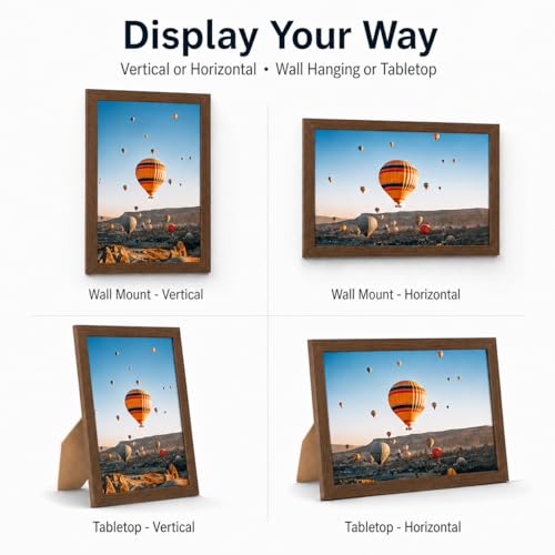 Image of JCJMY 8.5x11 inch Picture Frame Brown for Certificate Poster and Photo, Horizontal and Vertical Formats for Wall Hanging or Tabletop, 8.5x11 Frame with Shatter Resistant Plexiglass, Brown