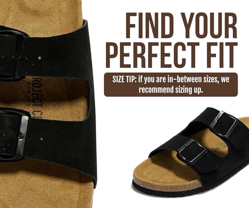 Image of Project Cloud Mens Sandals, 100% Genuine Leather Mens Slides (Heritage) | Memory Foam Insole & Cork Footbed Slides for Men Footwear Non Slip Summer Sandals for Men & Lightweight Sandals Men