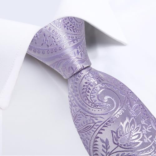 Image of DiBanGu Mens Paisley Tie Sets Silk Jacquard Woven Floral Necktie and Pocket Square Cufflinks Wedding Business Party