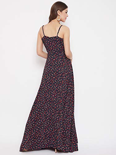 Image of Berrylush Red Solid V Neck Maxi Dress