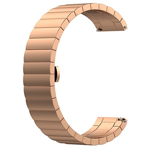 AumoToo - Correa de Repuesto para Reloj Garmin Vivoactive 3 Fitness de 20 mm, Correa de Metal de Acero Inoxidable, Correa de liberación rápida, Accesorio para Reloj, Color Rose Gold-1