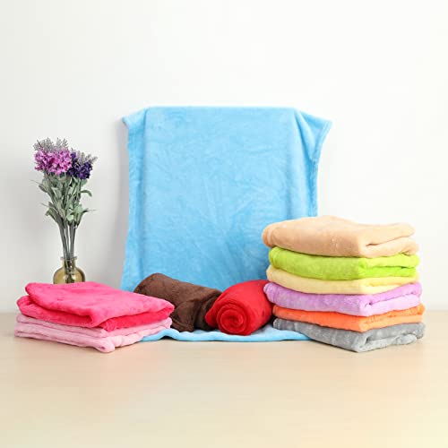 Smalibal Fleece Blankets, Super Soft Flannel Blanket For Bed, Solid Color Thickened Luxury Cozy Microfiber Plush Fuzzy Blanket Sofa Bedroom Throw Rug Blue 50X70Cm #TOP2