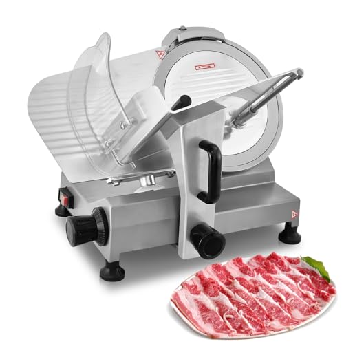 Hakka Commercial Meat Slicer Machine - Electric Food Slicer and Cheese Cutter, Cuts Ham and Frozen Meat Without Bone, 1400(r/min) Aluminum Alloy for Restaurants and Hotels