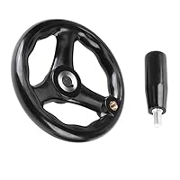 Handrad, Handräder, Drehmaschine Handrad, 3 Speichen Handrad, Bakelit Handrad, 12 x 100 mm Schwarzes Rundes Handrad mit Drehbarem Griff, für Fräsmaschinen, Drehmaschinen, Schleifmaschinen, 1 Packung