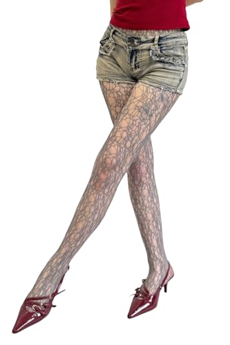 Image of Mrotrida Women's Irregular Spider Web Tights Big Ripped Fishnet Halloween Witch Tights Stockings Gothic Distressed Leggings