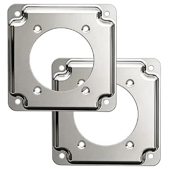 2 Pack Industrial Steel 4" Square Box Cover for NEMA 14-50 EV Outlets