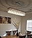 7PM Rectangle K9 Crystal Chandelier Modern Rectangular Pendant Light Fixture for Dining Room Kitchen Island Chrome L40 x W10 x H10