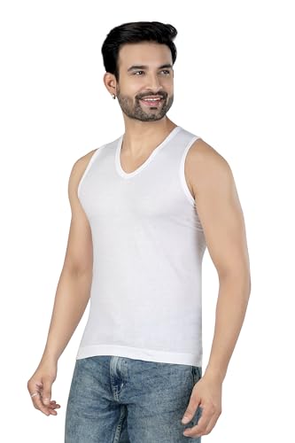 Image of JACK POT Men's Cotton V-Neck Vest - Pack of 3, Comfortable Sleeveless Undershirt (Available in Small, Medium, Large, XL, XXL)