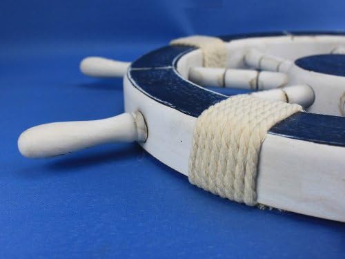 Hampton Nautical Rustic Dark Blue Ship Wheel, 18"