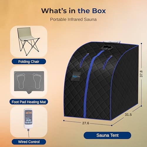 SereneLife Portable Sauna Box for Home, Infrared Sauna Tent with Heated Foot Pad and Folding Chair, Remote Control In-Home Spa, 38" x 32” by SereneLife - Image 7