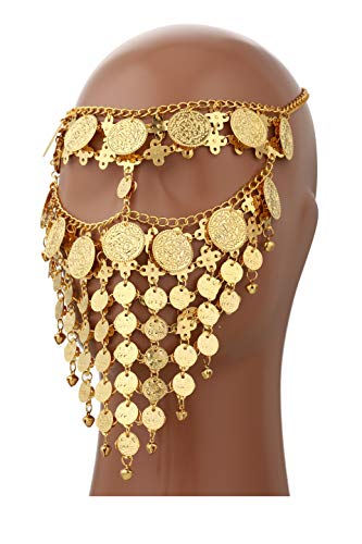 Astage Lady Cosplay Belly Dance Jewelry Coin Veil Halloween Accessories Gold Color #TOP5