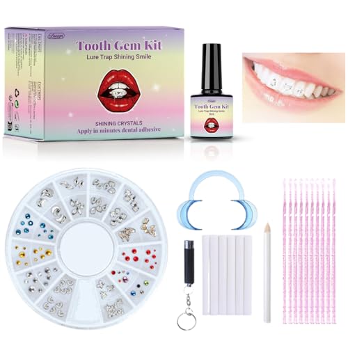 Tooth Gems Kit - DIY Teeth Crystal Decoration Kit for Women - Removable Tooth Rhinestone Ornaments - Teeth Decor Fashionable Diamond Gems with Storage Case for Temporary Sparkling Smile Accessories