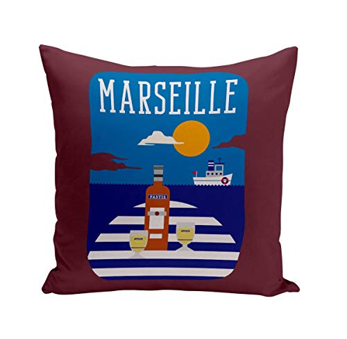 Fabulous Coussin 40x40 cm Marseille Pastis Port Ville France Soleil Voyage