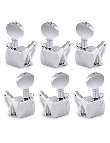 Rubatone Guitar String Tuning Pegs Semiclosed Machine Heads Tuners Tuning Keys Oval Button 3 Left 3 Right For Electric Guitar Or Acoustic Guitar Chrome. #TOP12