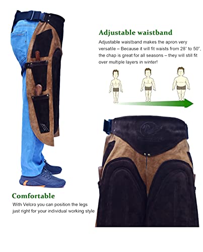 Tablier de maréchal-ferrant en cuir véritable avec sangles ajustables et poches à outils