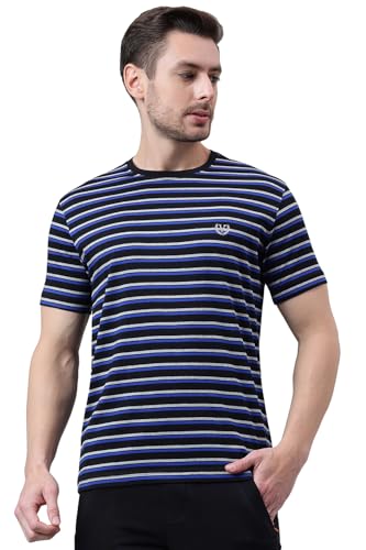 Image of Van Heusen Men Cotton Striper Regular Fit T-Shirt - Crew Neck, Half Sleeves