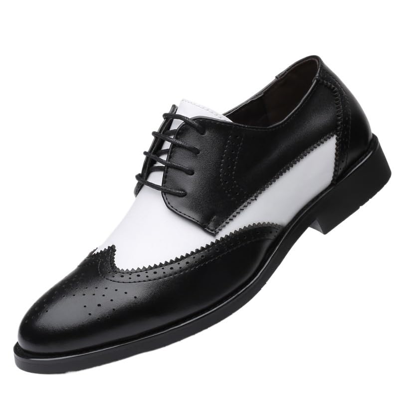 Classic Wear-Resistant Business Dress Men Shoes Lace Up Casual Prom Party Leather Shoes Men's Splicing Oxford