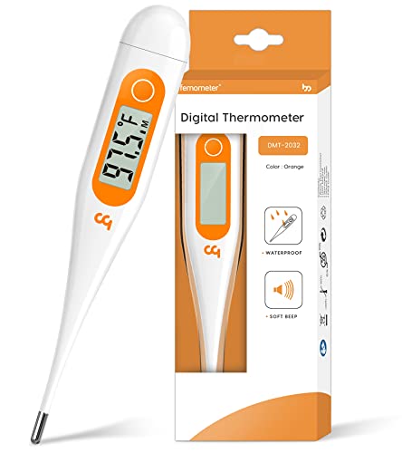 Oral Thermometer for Adults, Digital Oral Thermometer with Fever Alert, Memory Recall, C/F Switchable, Thermometer for Oral & Underarm & Orange