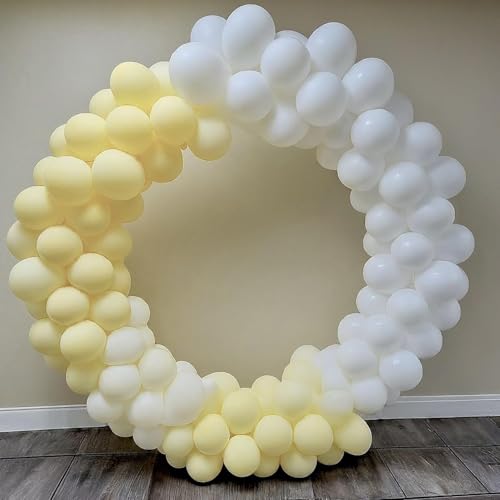Image of Regular Balloon Combo For Decoration with Glue Dots & Balloon Arch Strip - Party Decor Set For Easy Party Setup (WHITE YELLOW, 100)