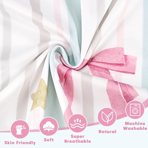 Image of Crib Sheet for Baby Girls Boys, Fitted Crib Sheet Neutral for Standard Crib and Toddler Mattress, Soft and Comfortable Microfiber Baby Mattress Sheet 52 inch X 28 inch Line Bow