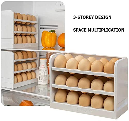 Organisateur Œufs Réfrigérateur 3 Niveaux Inclinés – Plateau Automatique 24 Œufs, Design Pratique Jaune