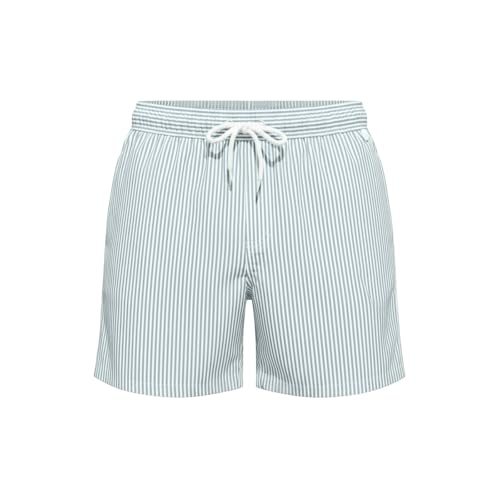 Bañador para hombre de secado rápido, pantalones cortos de baño informales a rayas, suaves, modernos, elásticos, deportivos, con forro de malla para las vacaciones en la playa en Hawaii, O blanco., XL
