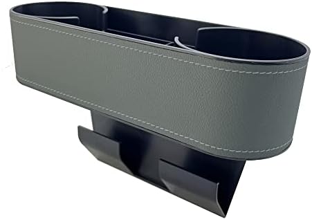 Cup Holder for Car Seat Gap Organizer, Multifunctional Cup Drink Holders with PU Leather Cover,Side Insert Center Console Gap Filler Storage Box for Mug Bottle CellPhones Keys Coffee Coasters grey2