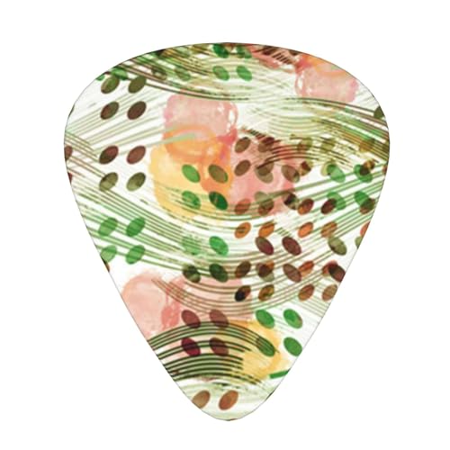 エレキギター&ベース用ギターピック6枚パック - 様々な厚さ (0.46mm/0.71mm/0.96mm)、持ち運び可能、初心者向け (抽象的な幾何学的形状、民族的な水彩画効果、アフリカの秋)