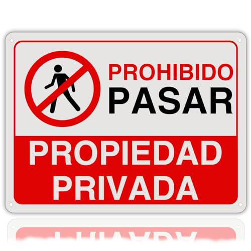 LEIASA Cartel Prohibido el Paso - 28x21 cm - Reflectante - Grosor 0.8 mm - Cartel Propiedad Privada