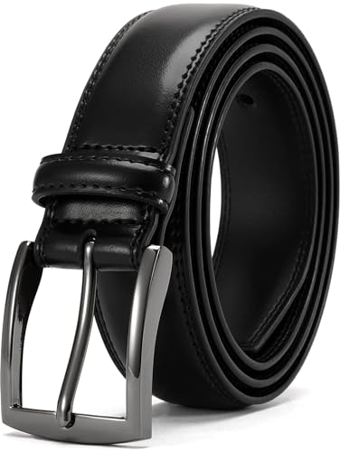 Image of DOOPAI Mens Dress Belt - Genuine Leather Dress Belts For Men,Casual Suit Jeans Belt-Single Prong Buckle black belt