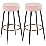 Duhome Set of 2, Modern Round Velvet Bar Stools, Height 30 Inches, Kitchen Breakfast Round Dining...