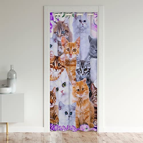 Loussiesd Cat Decorative Door Curtain for Doorway Privacy, Soft Cats Window Treatments