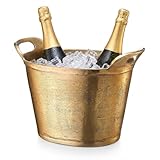 Solid Bronze Gold 12-Quart Double-Walled Insulated Ice Bucket & Champagne Cooler (13.4