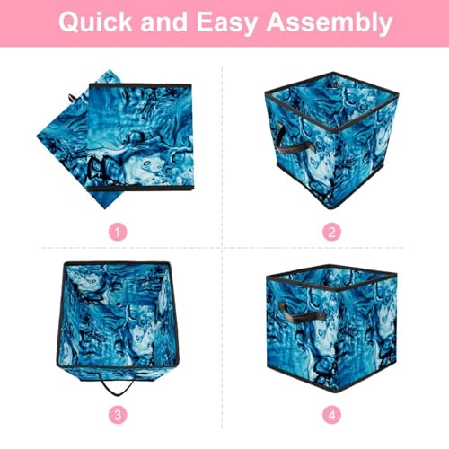 Boîte de rangement avec poignées renforcées et structure pliable en cube
