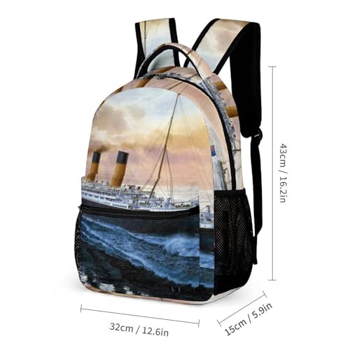 Retro Titanic Famous Old Historic 3 Piece Backpack Set Cute Travel Daypack Set with Lunch Bag Pencil Case for Men Women2
