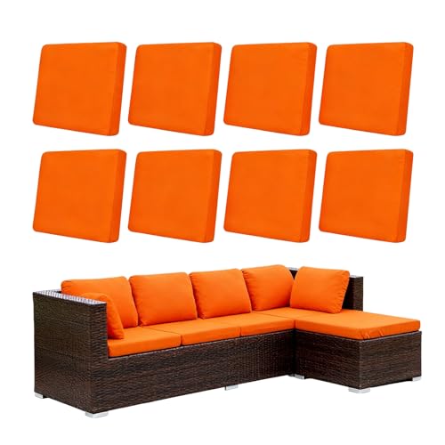 Morbuy 8 Pack Elastic Outdoor Cushion Covers, Water Resistant Garden Seat Cushion Covers, Replacement Patio Furniture Cushion Slipcovers for Rattan Corner Sofa (Orange 1) — image 1