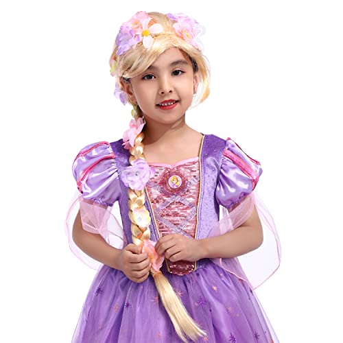 Sincere Party Girl's Purple Princess Dress Up Costume with Matched Wig for 3-4 years, Dress With Wig, 3-4 Years/98-104 - Image 2