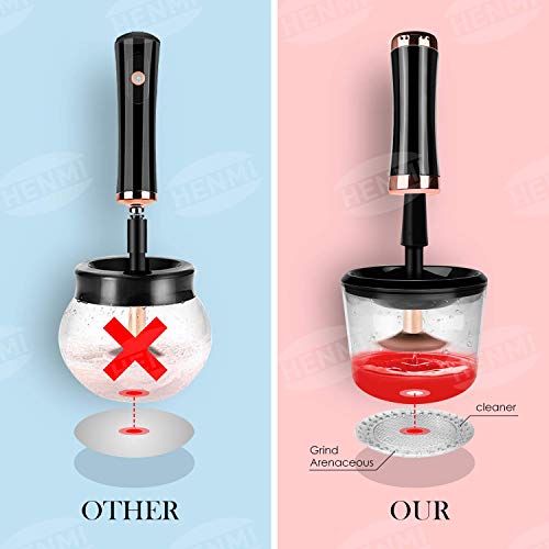 HENMI Makeup Brush Cleaner, 2 Speeds Best Electric Cleaning Tool USB Automatic Brush Cleaner & Dryer with 8 Rubber Collars for Size Brushes, Cosmetic Brush Spinner for Beauty Lovers - Thumbnail 7
