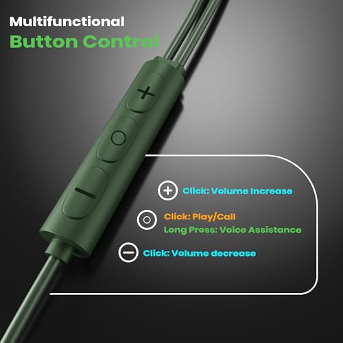 Image of Kratos Tune V6 C Type Earphones Wired, Deep Bass Drivers Earphone, Inline Control Type c Headphones with Mic, Comfort Fit Type c Earphone with Volume Control,Metallic C pin Earphones (Green)