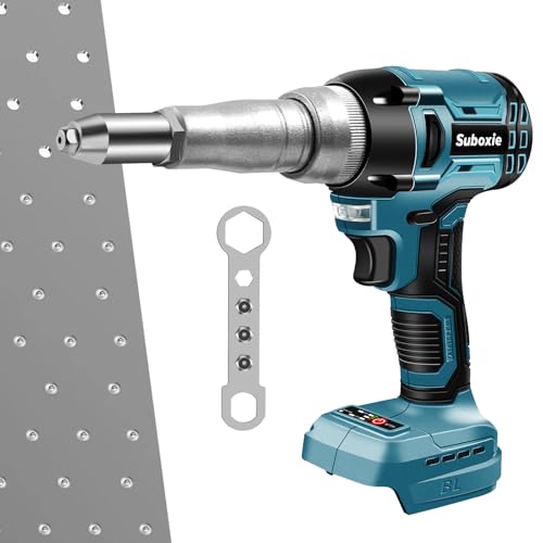 Cordless Rivet Gun for Maki-ta 18V Battery, 20,000N Cordless Rivet Nut Gun, Brushless Automatic Electric Pop Rivet Gun, for 2.4-4.8 mm Blind Rivets (Without Battery)