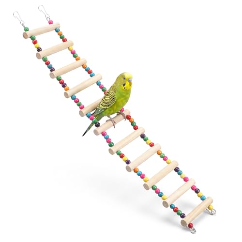 11 Step Bird Ladder 21.26 x 3.15 inch Bird Cage Ladder Wooden Birds Ladders for Small to Medium Birds