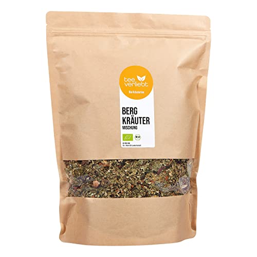 teeverliebt Bergkräuter Tee loser Kräutertee mit Brombeerblättern Bio-Tee-Mischung 1 kg
