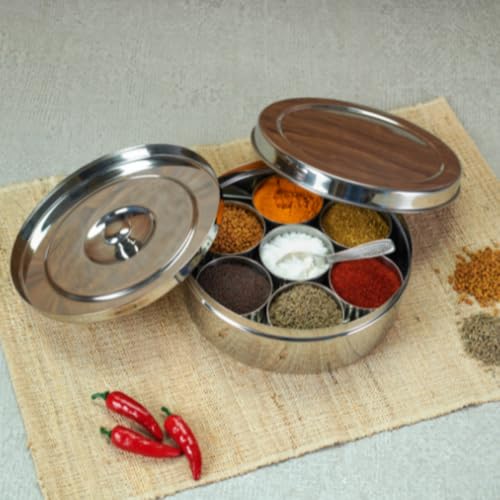 Image of Vinod Stainless Steel Masala Dabba No.13, Diameter 8.8 inch