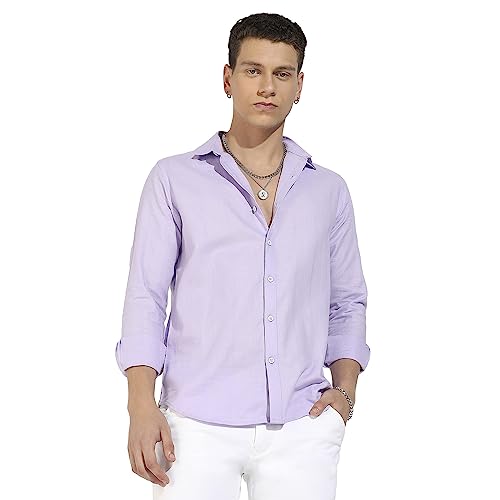 Image of CAHOOT Men's Button Up Regular Fit Shirt for Casual Wear | Regular Sleeve | Spread Collar | Button Closure | Shirts Crafted with Comfort Fit for Everyday Wear