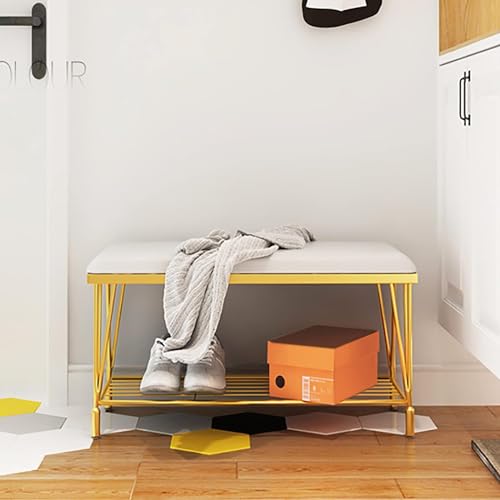 Tabouret ottoman moderne gris avec banc de rangement à chaussures - 4
