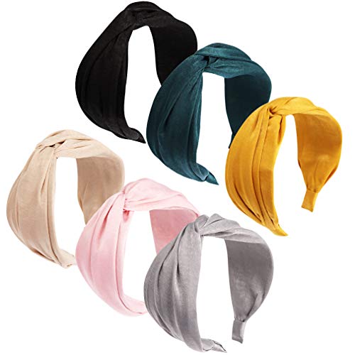6PCS Knotted Headband for Women,AOPRIE Twist Knot Turban Headband Yoga Hair Band Fashion Elastic Hair Accessories for Women and Girls,Children 6 Colors