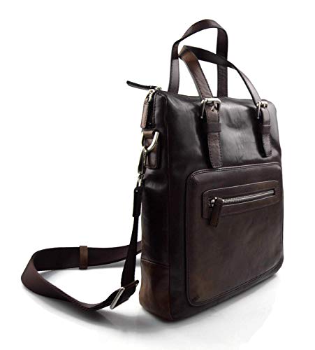 Sac postier en cuir marron pour notebook et tablette - 4