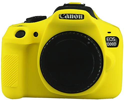 Image of Camera Case for Canon EOS Rebel T6 T7, Silicion Rubber Camera Case Cover Detachable Protective for EOS 1300D Rebel T6 / EOS 1500D Rebel T7 KISS X90 Camera (Yellow)