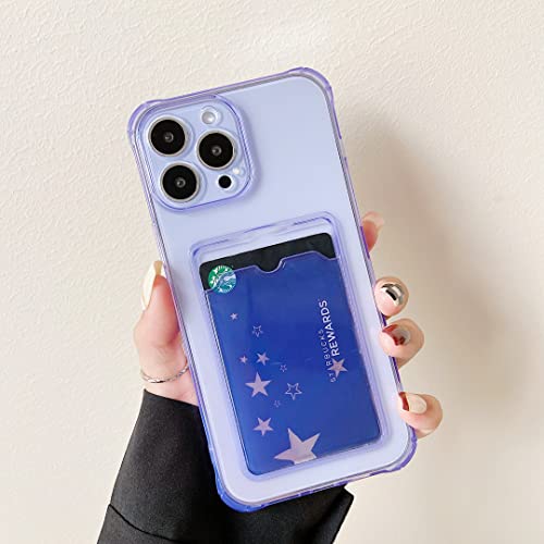 DEFBSC Compatible with iPhone 15 Pro, Transparent Back Card Holder Phone Case