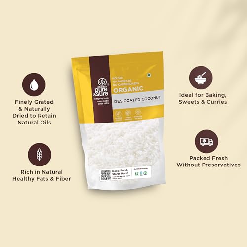 Image of Pure & Sure Organic Desiccated Coconut Powder 250 gm | 100% Natural Nariyal Powder | Ideal for Baking, Cooking, and More | Authentic Coconut Flavor